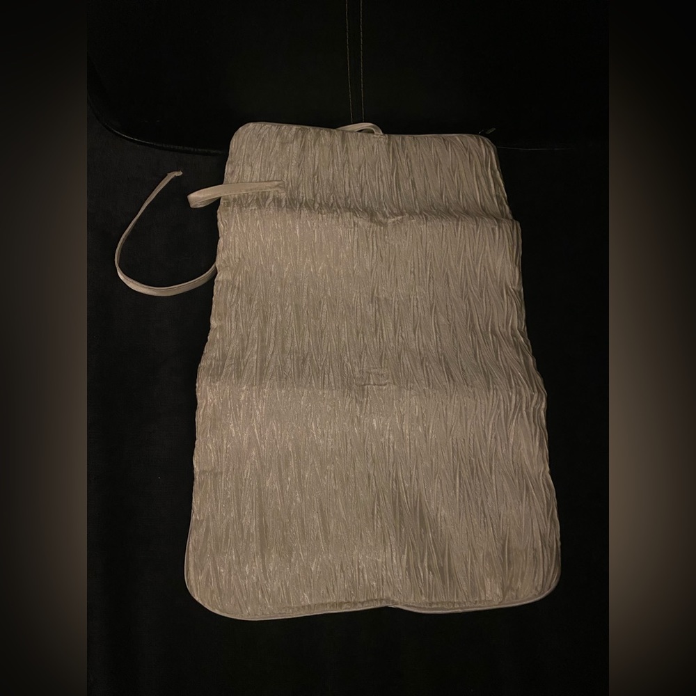 Satiny White Tie-Front Cosmetic Bag | Travel Makeup Organizer | Clutch - Picture 4 of 4